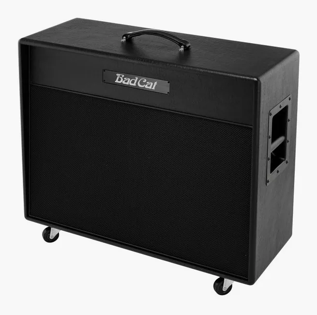 Bad Cat Closed Back 2x12 Cab, logo e finiture del pannello frontale