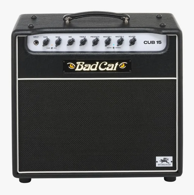 Bad Cat Cub 15 Mod Shop Combo, logo e finiture del pannello frontale