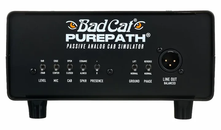 Bad Cat PurePath React Load & Cab Sim, logo e finiture del pannello frontale