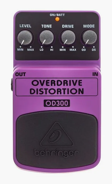 Behringer OD300 Overdrive Distortion, grafica del pannello superiore