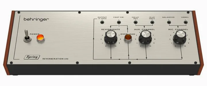 Behringer Spring Reverberation 646, connettori sul retro dell'unita