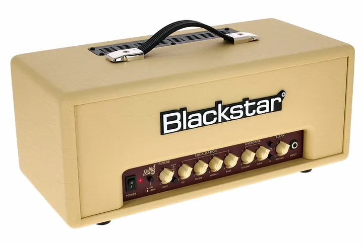 Blackstar Debut 100RH Head Beige, logo e finiture del pannello frontale