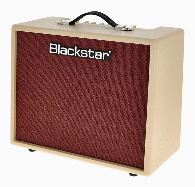 Blackstar Debut 50R Cream Oxblood inquadrato di fronte su sfondo neutro