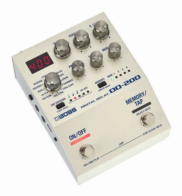 Boss DD-200 Digital Delay, ingressi e uscite laterali