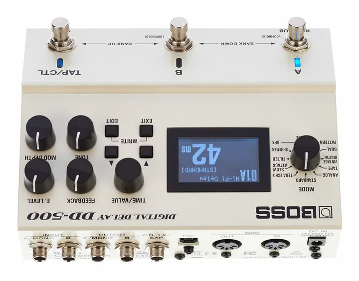 Boss DD-500 Digital Delay, grafica del pannello superiore
