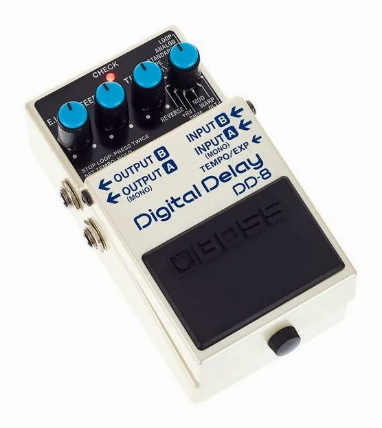 Boss DD-8 Digital Delay, manopole viste dall'alto