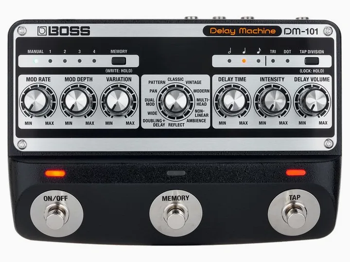Boss DM-101 Delay Machine, manopole viste dall'alto