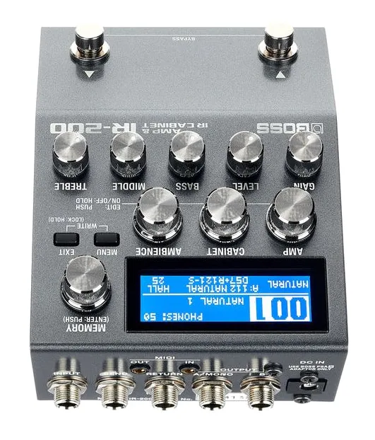 Boss IR-200 Amp & IR Cabinet, manopole viste dall'alto