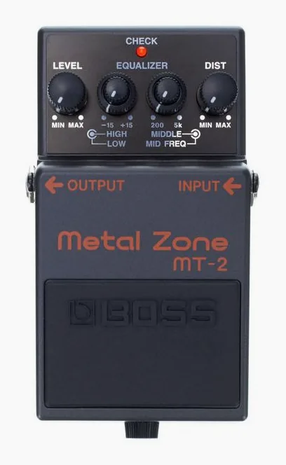 Boss MT-2 Metal Zone Distortion, manopole viste dall'alto