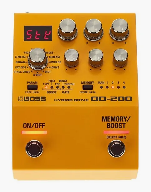 Boss OD-200 Hybrid Overdrive, connettori sul retro dell'unita