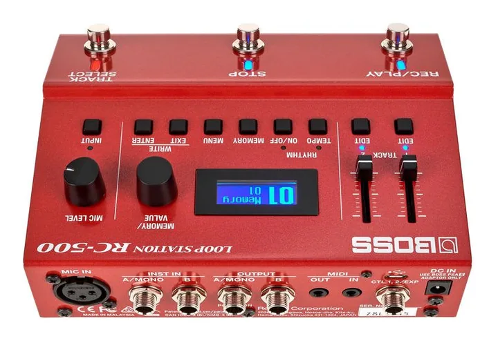 Boss RC-500 Loop Station, grafica del pannello superiore