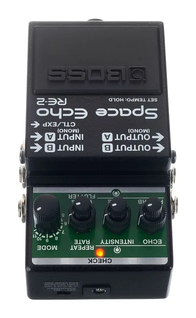 Boss RE-2 Space Echo Delay/Reverb, connettori sul retro dell'unita