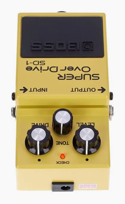 Boss SD-1 Overdrive, manopole viste dall'alto