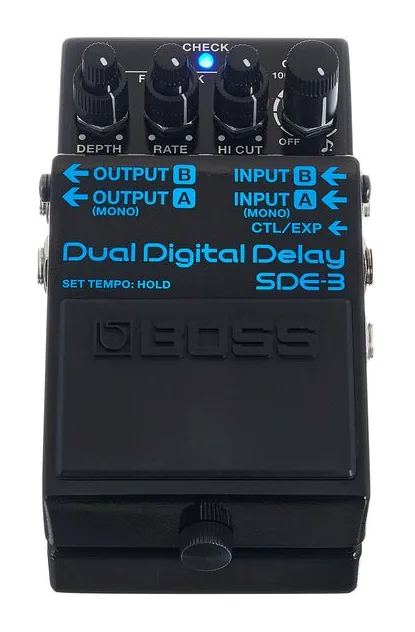 Boss SDE-3 Delay, manopole viste dall'alto
