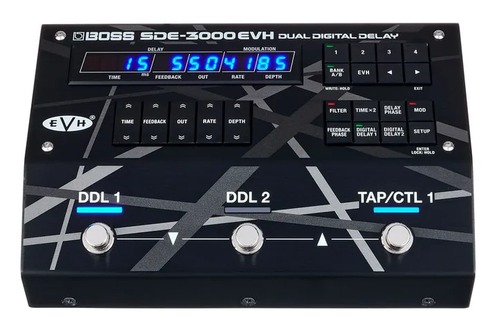Boss SDE-3000 EVH Dual Delay, manopole viste dall'alto