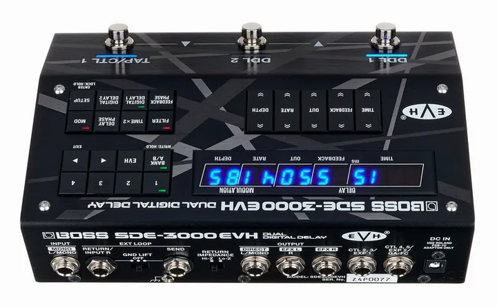 Boss SDE-3000 EVH Dual Delay, manopole viste dall'alto