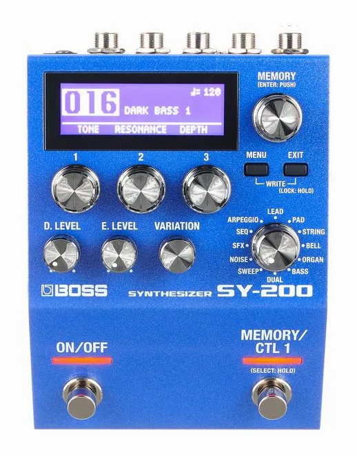 Boss SY-200 Guitar Synthesizer, grafica del pannello superiore