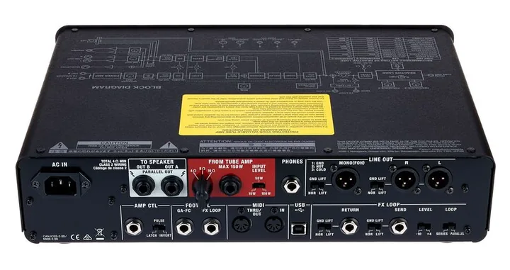 Boss WAZA Tube Amp Expander, pannello dei controlli in primo piano