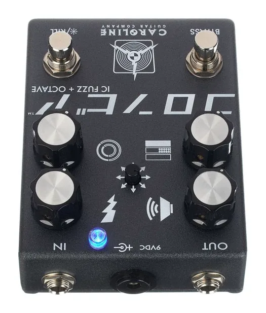 Caroline Guitar Company Shigeharu IC Fuzz + Octave, connettori sul retro dell'unita