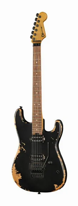 Charvel Pro Mod REL SRS SD1 HH WBK inquadrato di fronte su sfondo neutro