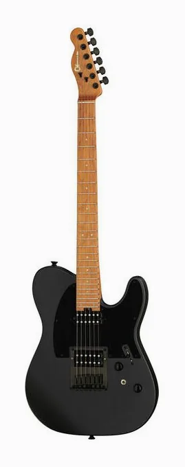 Charvel Pro-Mod SC ST2 HH HT Sat.Black inquadrato di fronte su sfondo neutro
