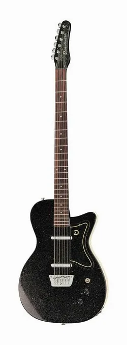 Danelectro 56 Baritone Black Metal Flake in primo piano frontale