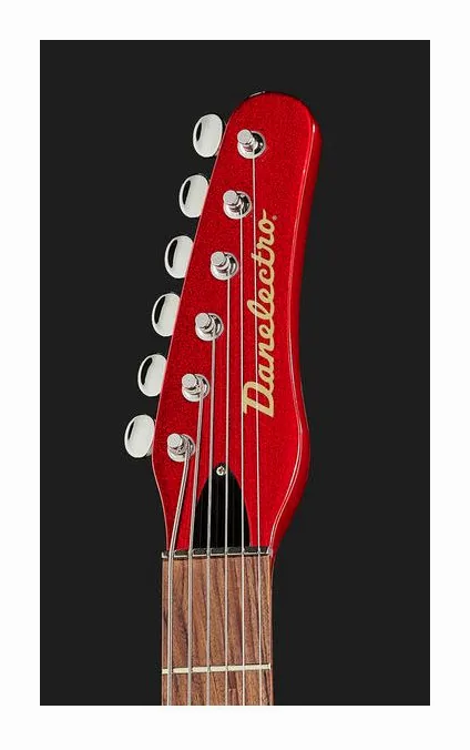 Danelectro 56 Vintage Baritone Red Metal, manico e tastiera visti di lato