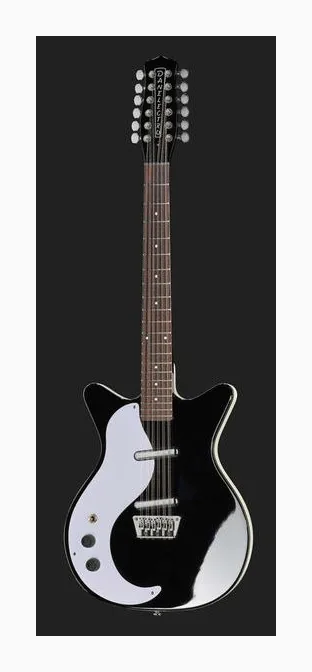 Danelectro 59 Dano 12 Lefthand BK, corpo e verniciatura in primo piano