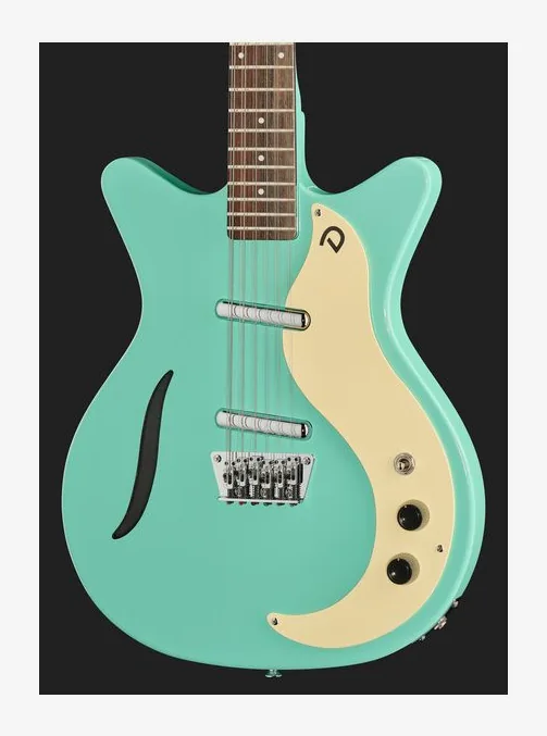Danelectro 59 Vintage 12 String Dark Aqua, curve del body viste dall'alto
