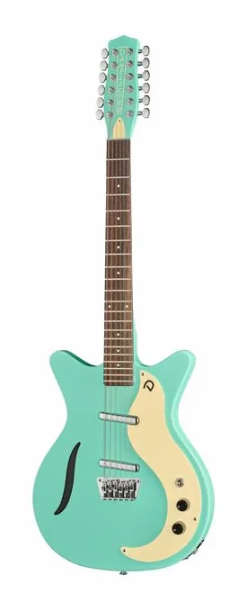 Danelectro 59 Vintage 12 String Dark Aqua inquadrato di fronte su sfondo neutro