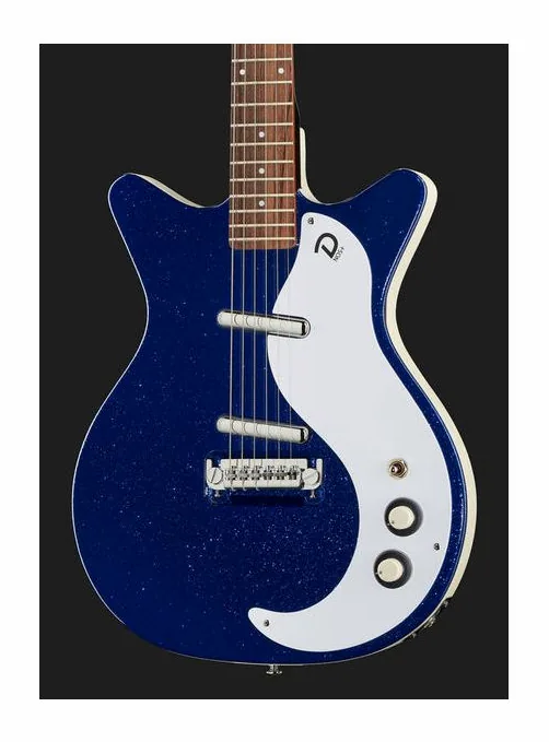 Danelectro 59M NOS+ Blue Metalflake 60th, corpo e verniciatura in primo piano
