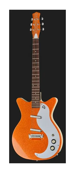 Danelectro 59M NOS+ Orange Metalflake, curve del body viste dall'alto