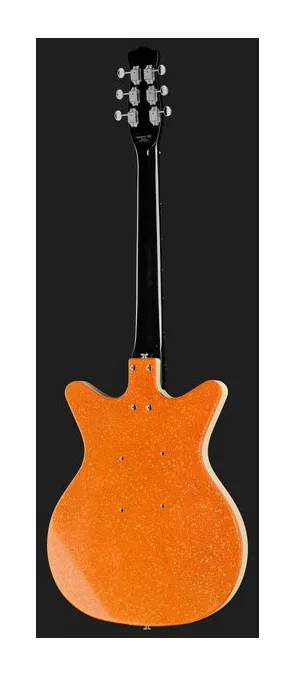Danelectro 59M NOS+ Orange Metalflake, manico e tastiera visti di lato