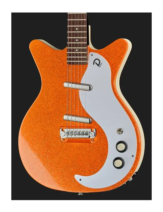 Danelectro 59M NOS+ Orange Metalflake, curve del body viste dall'alto