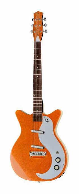 Danelectro 59M NOS+ Orange Metalflake in primo piano frontale