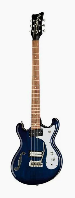 Danelectro 66BT Blue Burst in primo piano frontale