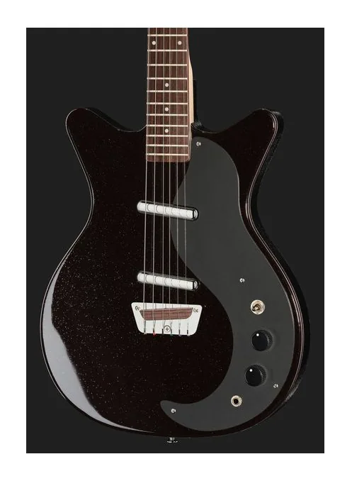 Danelectro Classic 59 Maroon Silver Glitt, paletta con meccaniche e logo