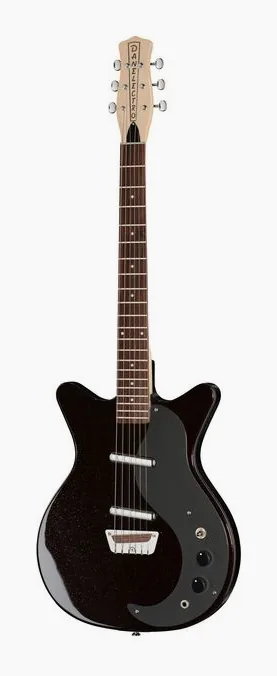 Danelectro Classic 59 Maroon Silver Glitt fotografato frontalmente