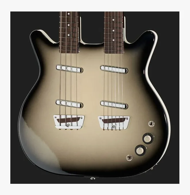 Danelectro DB604 Black Burst, paletta con meccaniche e logo