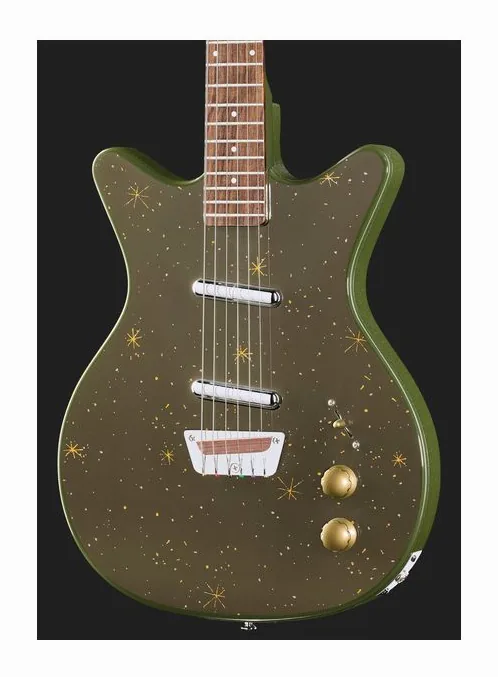 Danelectro Golden 1950's Green, paletta con meccaniche e logo