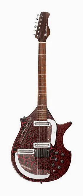 Danelectro Sitar Red Crackle in primo piano frontale