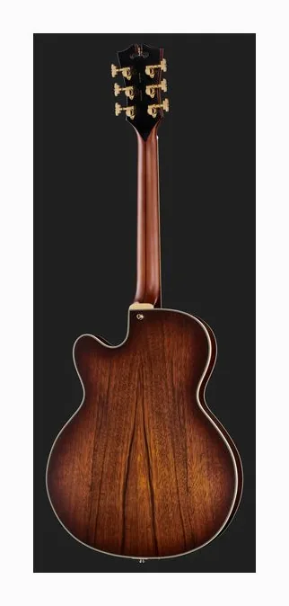 DAngelico Deluxe 59 Satin Brown Burst, curve del body viste dall'alto