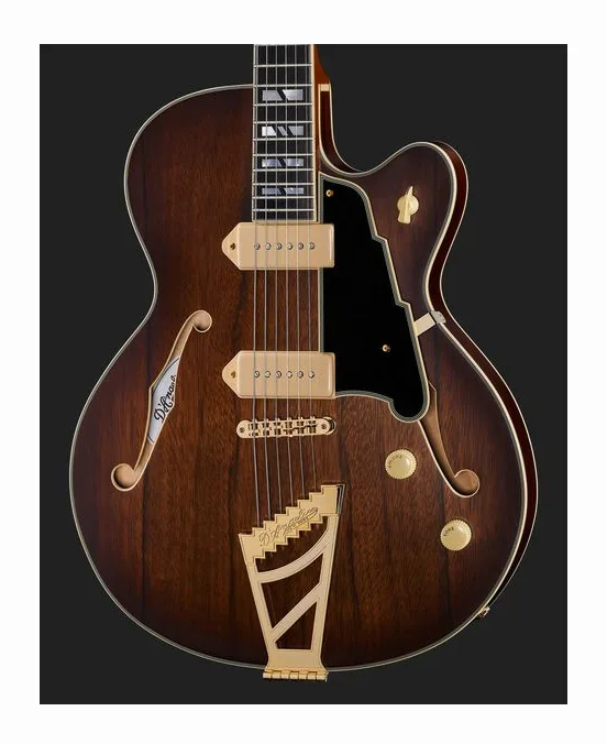 DAngelico Deluxe 59 Satin Brown Burst, pickup e manopole dei controlli