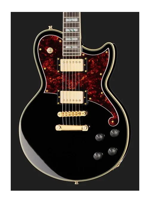 DAngelico Deluxe Atlantic Solid Black, manico e tastiera visti di lato
