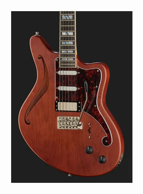 DAngelico Deluxe Bedford SH Matte Walnut, manico e tastiera visti di lato