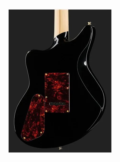DAngelico Deluxe Bedford Solid Black, corpo e verniciatura in primo piano