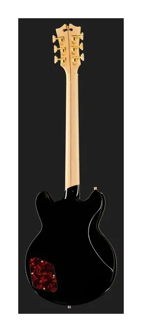 DAngelico Deluxe Brighton Solid Black, manico e tastiera visti di lato