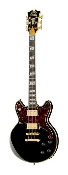 DAngelico Deluxe Brighton Solid Black fotografato frontalmente