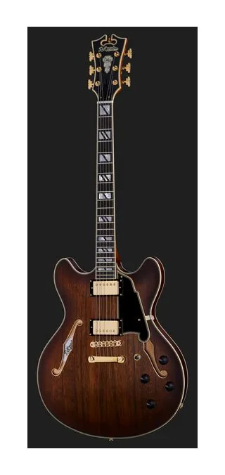 DAngelico Deluxe DC Satin Brown Burst, curve del body viste dall'alto