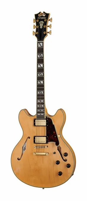 DAngelico Deluxe DC Satin Honey visto di fronte